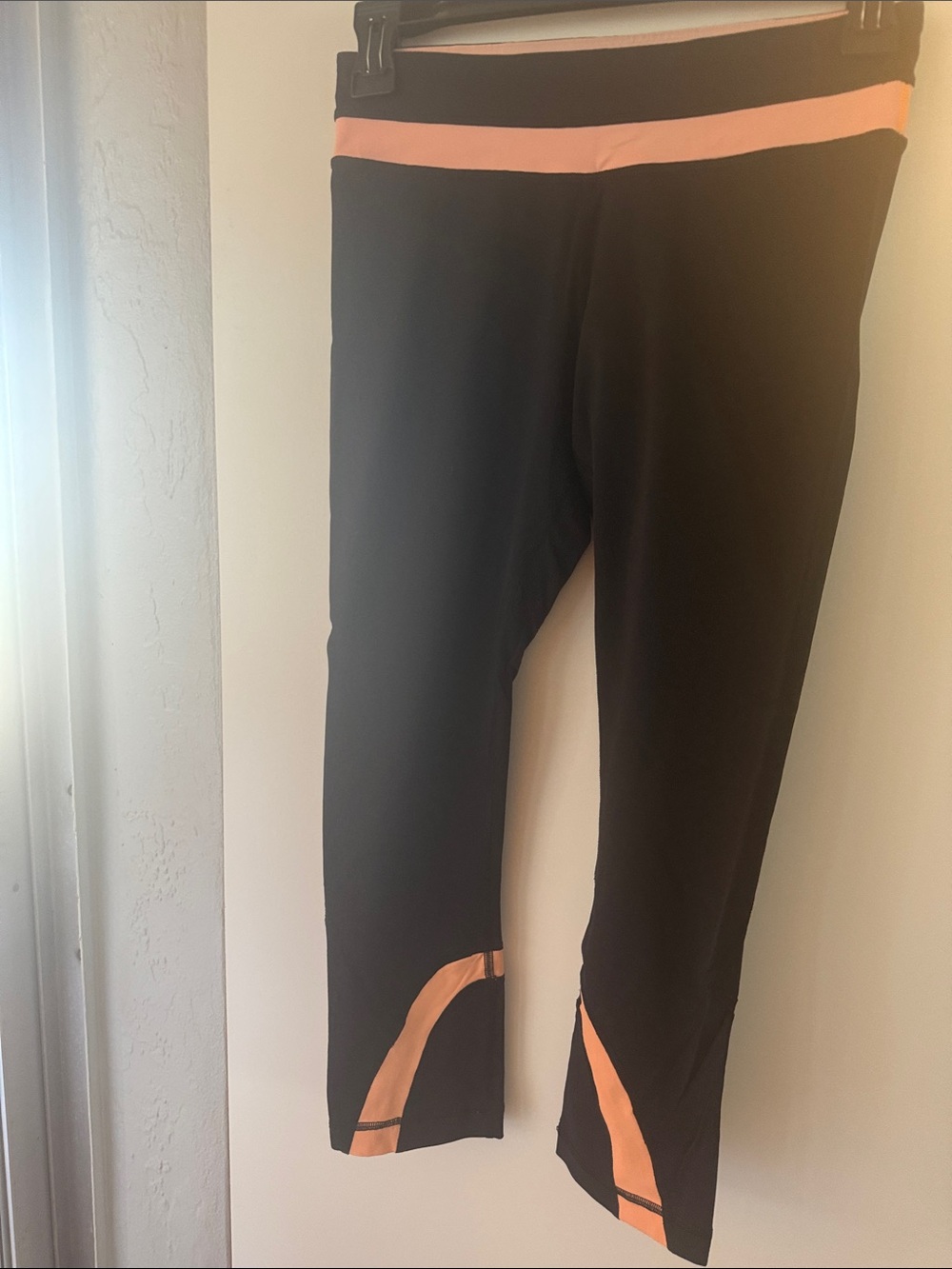lululemon athletica Black Capri Leggings with Peach Accents